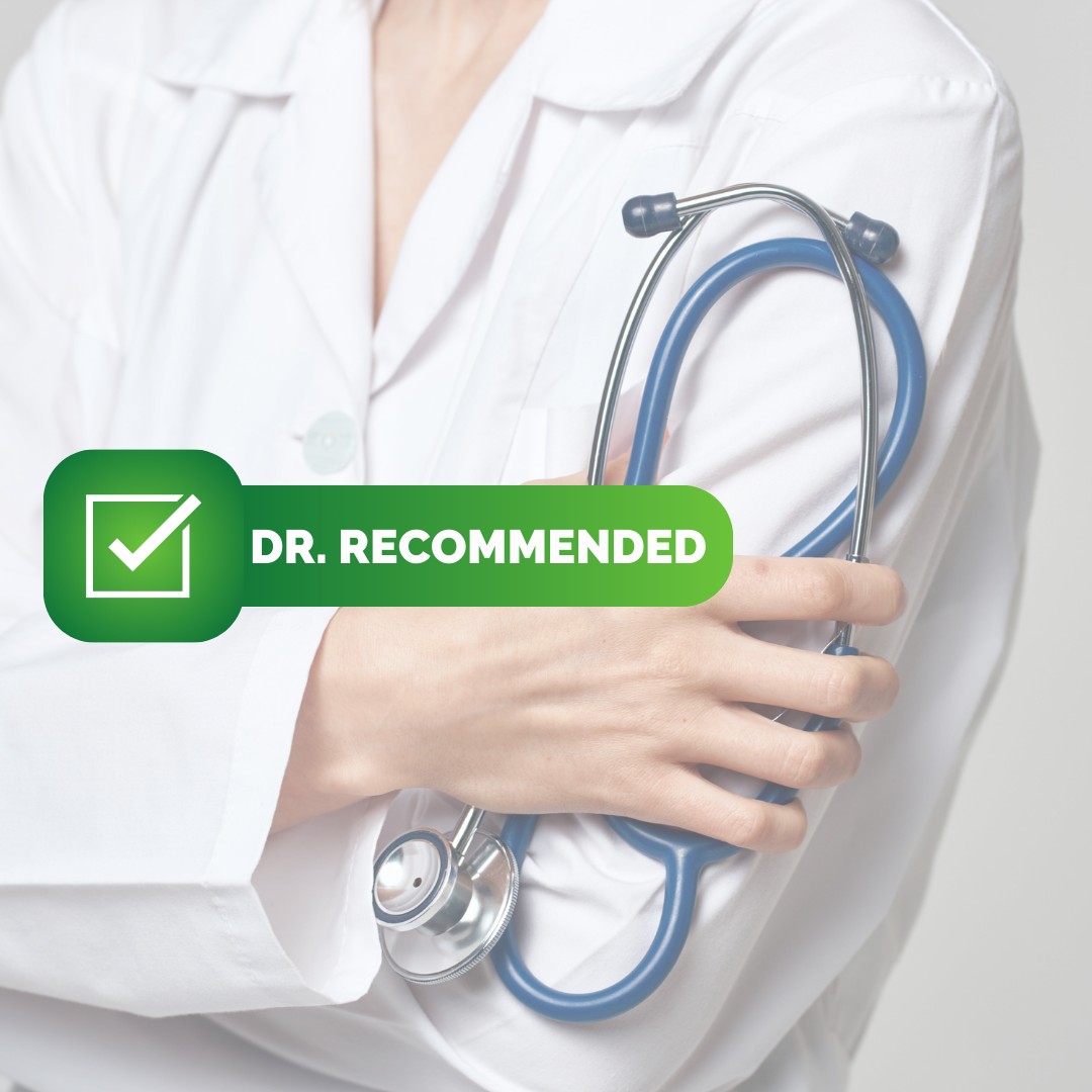 Doctor holding Stethoscope and Doctor Recommended text