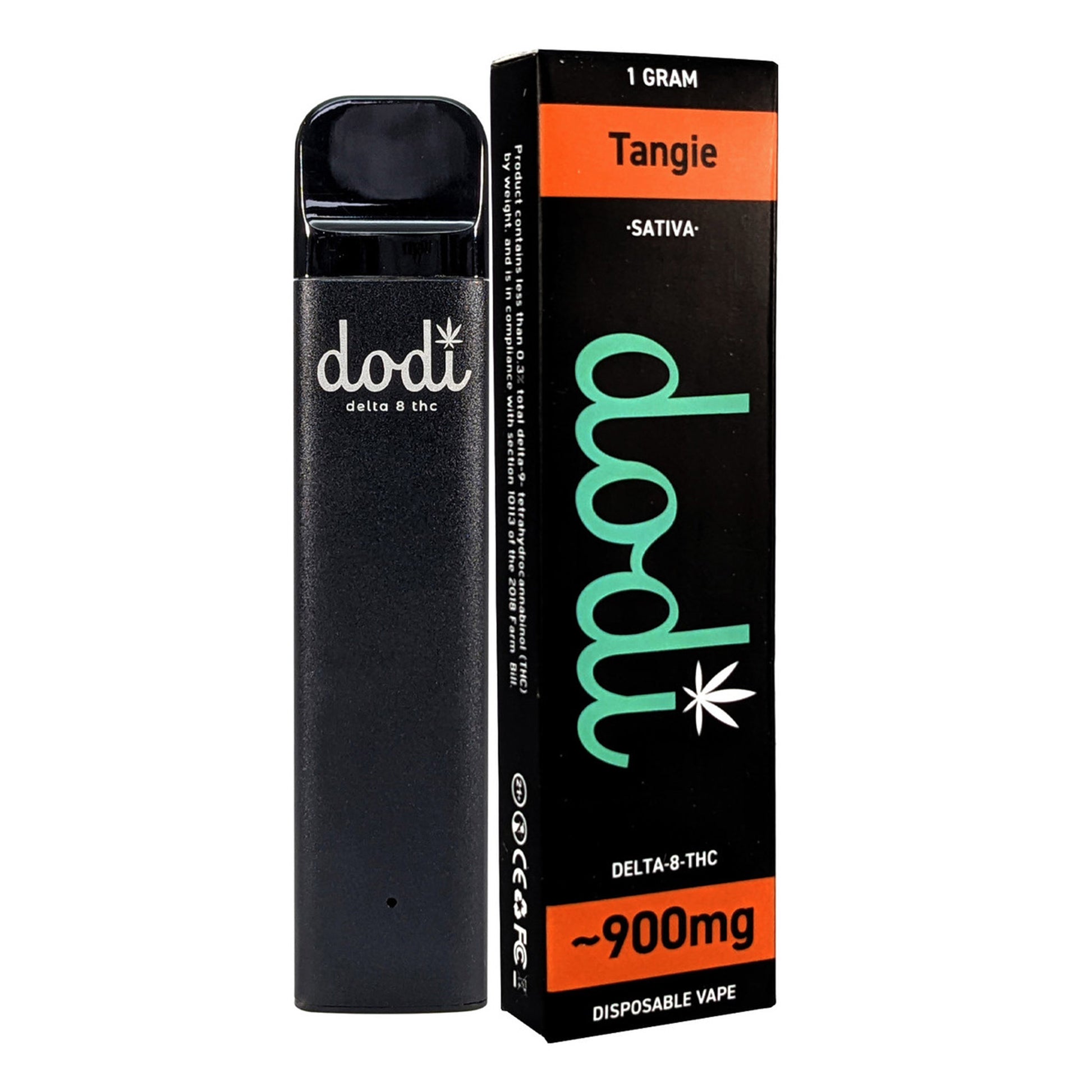 Product photo of Dodi's Disposable rechargeable vape pen in Tangie on white background