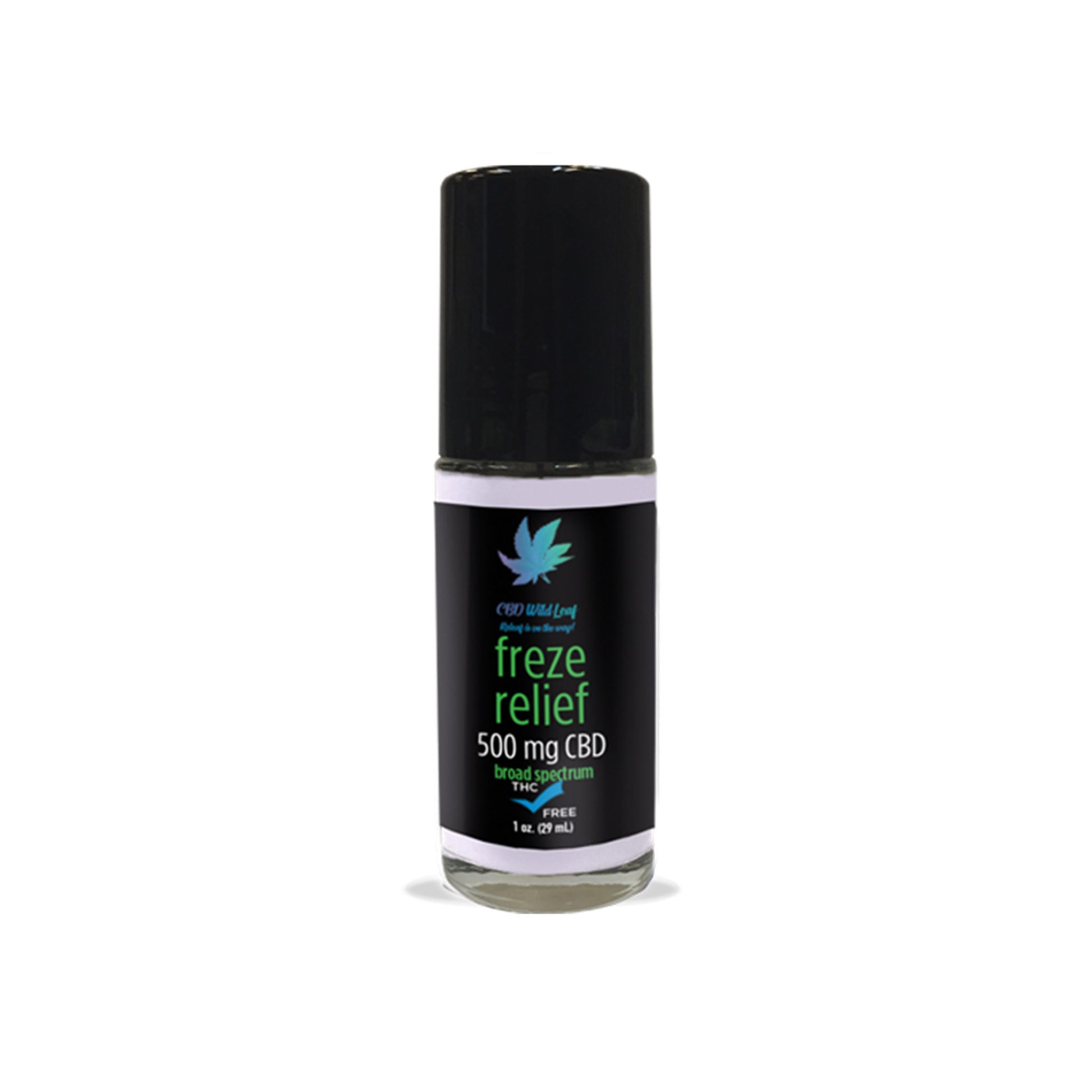Product Photo of CBD Wild Leaf's Freze Relief 500mg Roll On on white background