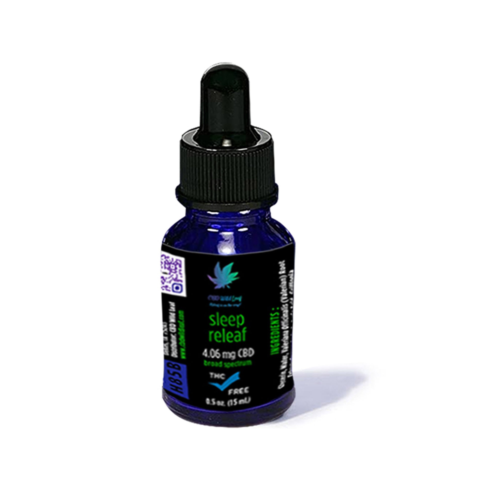 Product photo of CBD Wild Leaf's Sleep Releaf Tincture 4.06 mg on white background